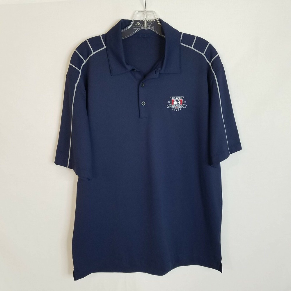 Nike Dri-Fit Mens Blue US Open Pebble Beach Short Sleeve Polo Shirt Size Medium